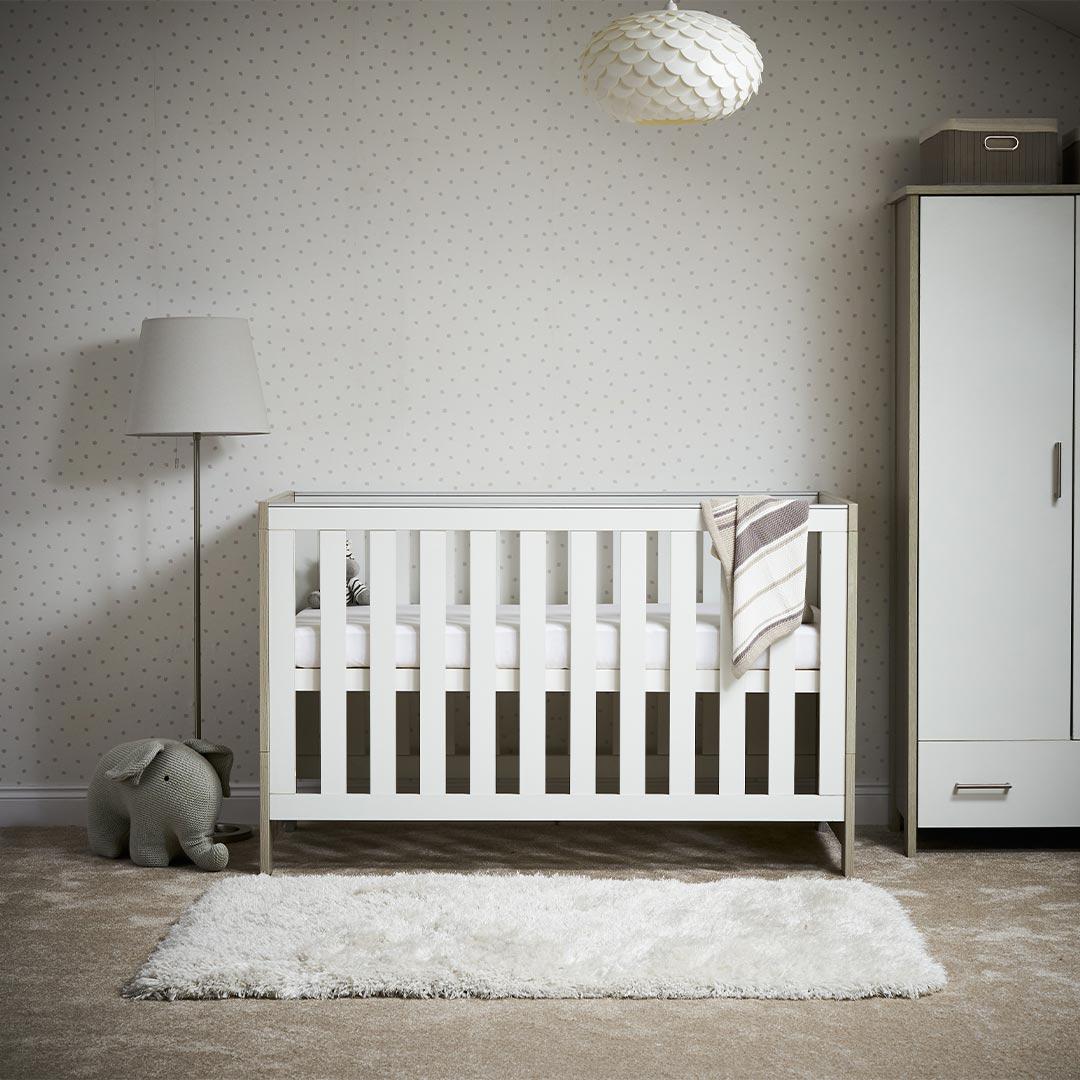 Obaby Nika Cot Bed - Grey Wash + White - Image 2
