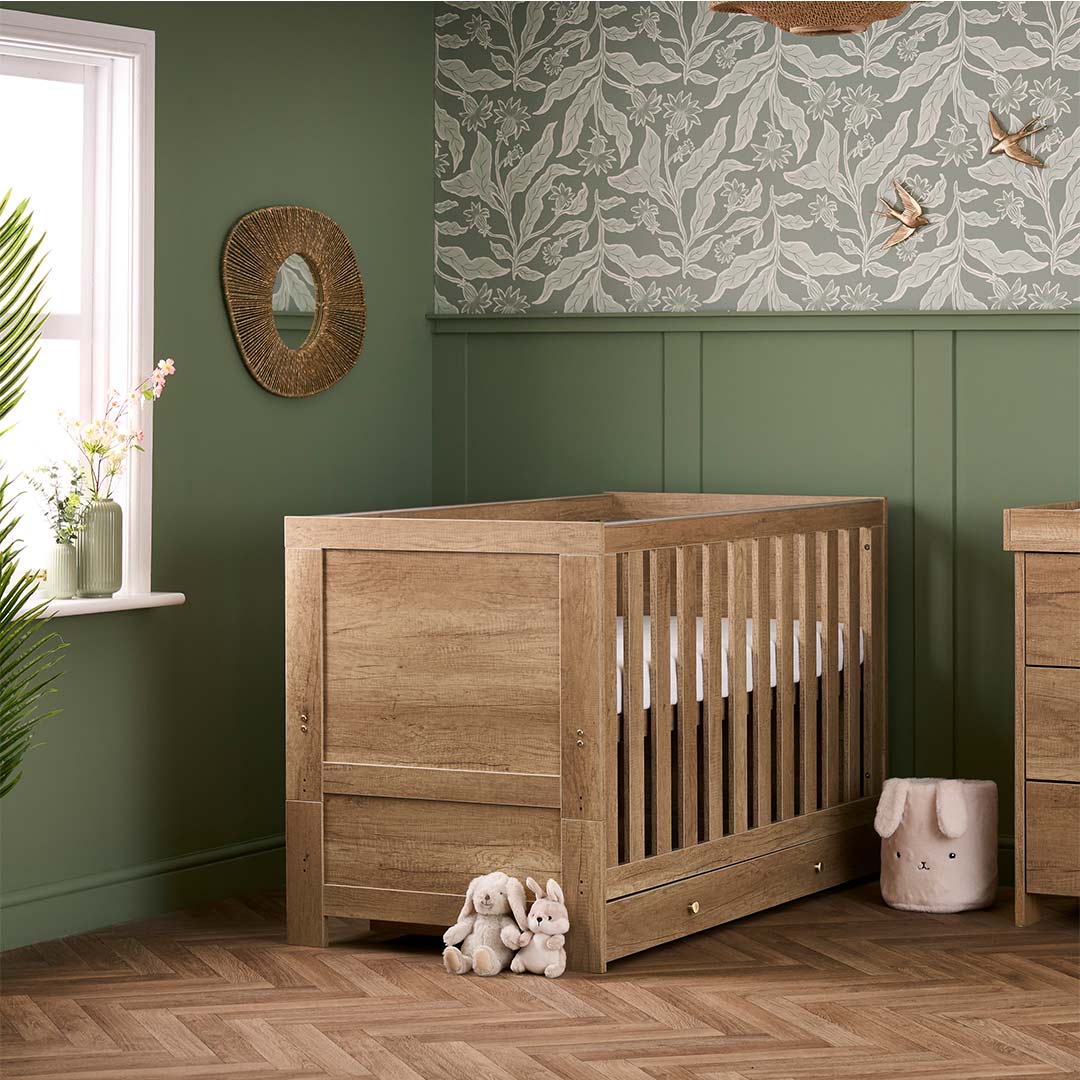 Obaby Nika Cot Bed & Under Drawer - Oak - Image 2