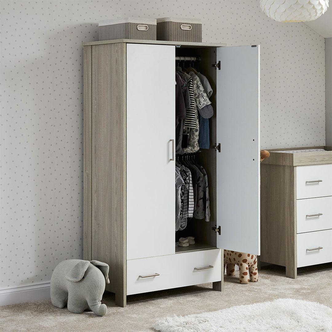 Obaby Nika Double Wardrobe - Grey Wash + White - Image 3