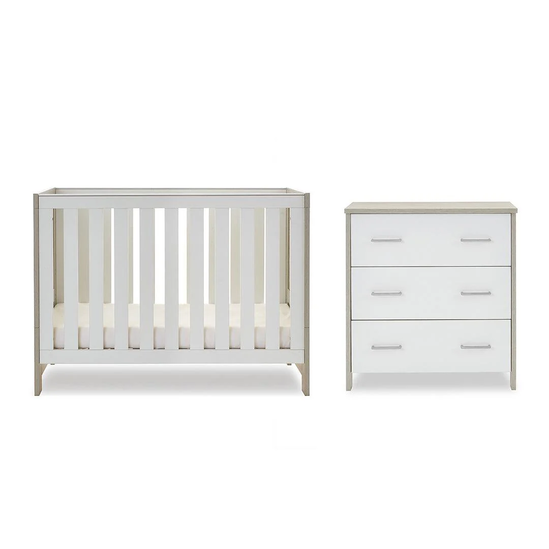 Obaby Nika Mini 2 Piece Room Set - Grey Wash + White