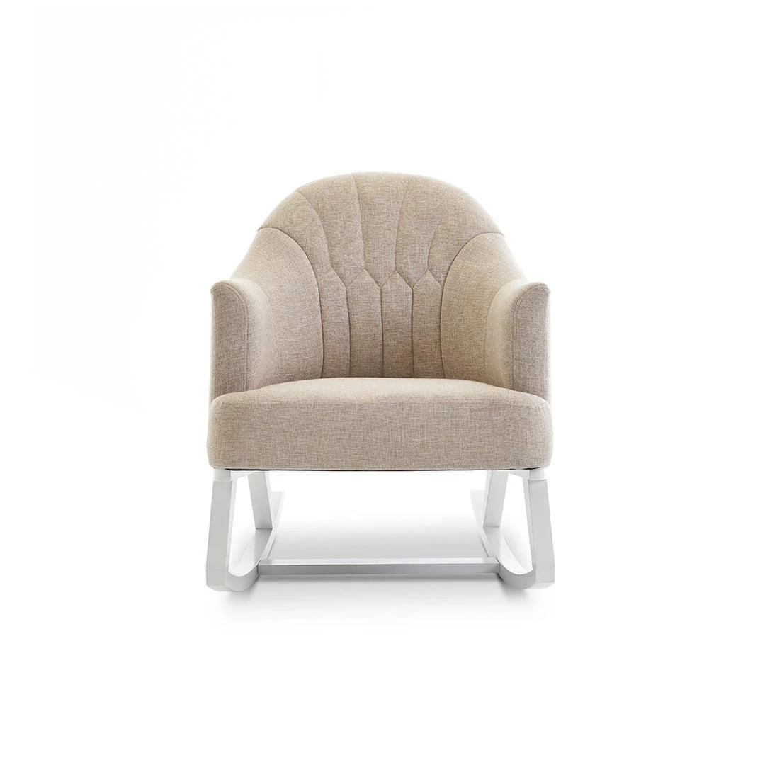 Obaby Round Back Rocking Chair - White + Oatmeal - Image 4