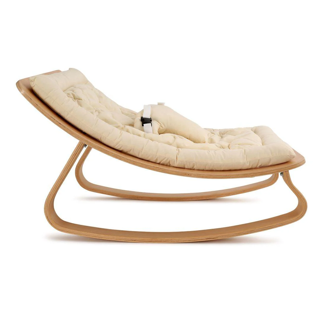 Outlet - Charlie Crane LEVO Baby Rocker - Beech + Organic White - Image 5