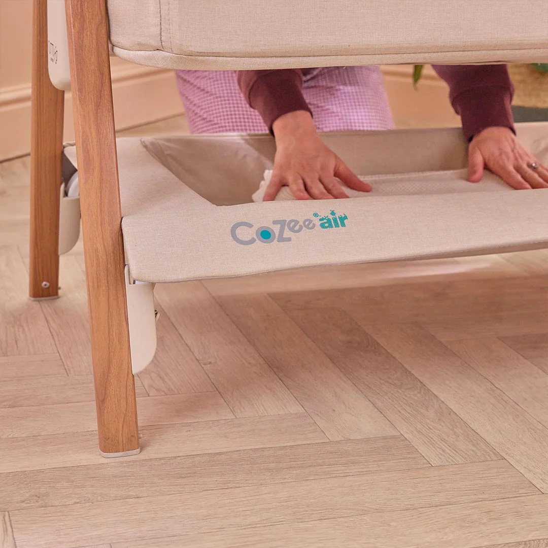 Tutti Bambini CoZee Air Bedside Crib - Scandinavian Walnut/Ecru - Image 6