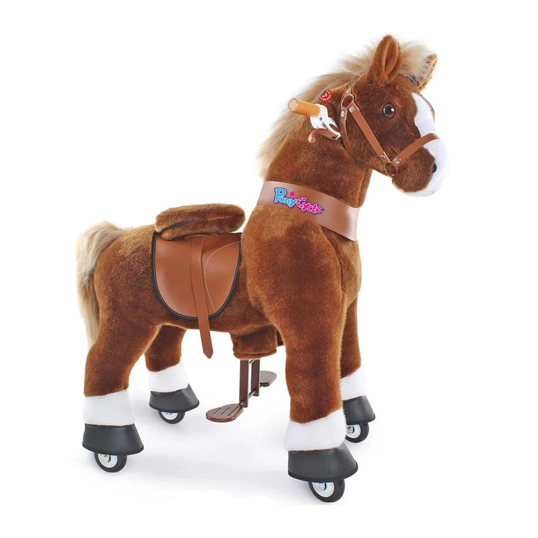 PonyCycle Ride on Pony Toy - Brown & White