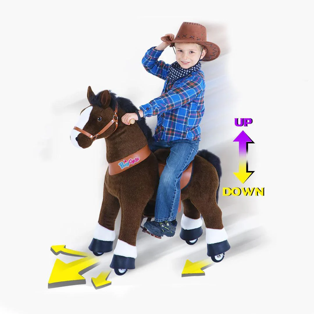 PonyCycle Ride on Pony Toy - Chocolate Brown & White - Image 3