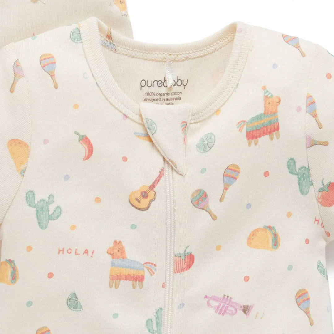 Purebaby 2 Pack Short Sleeved Digital Growsuit - Pinata Print - Image 3