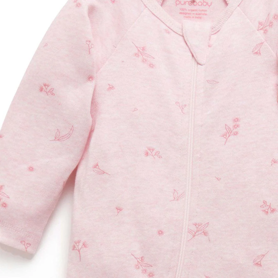 Purebaby 2 Pack Zip Sleepsuit - Pale Pink Blossom Pack - Image 3