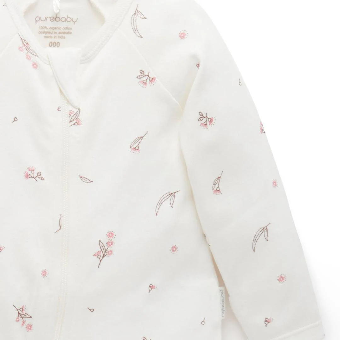 Purebaby 2 Pack Zip Sleepsuit - Pale Pink Blossom Pack - Image 4