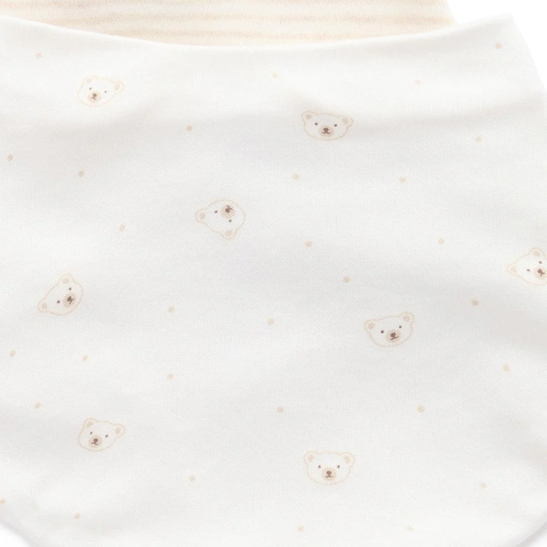 Purebaby Dribble Bib 2 Pack - Vanilla Bear Pack - Image 2