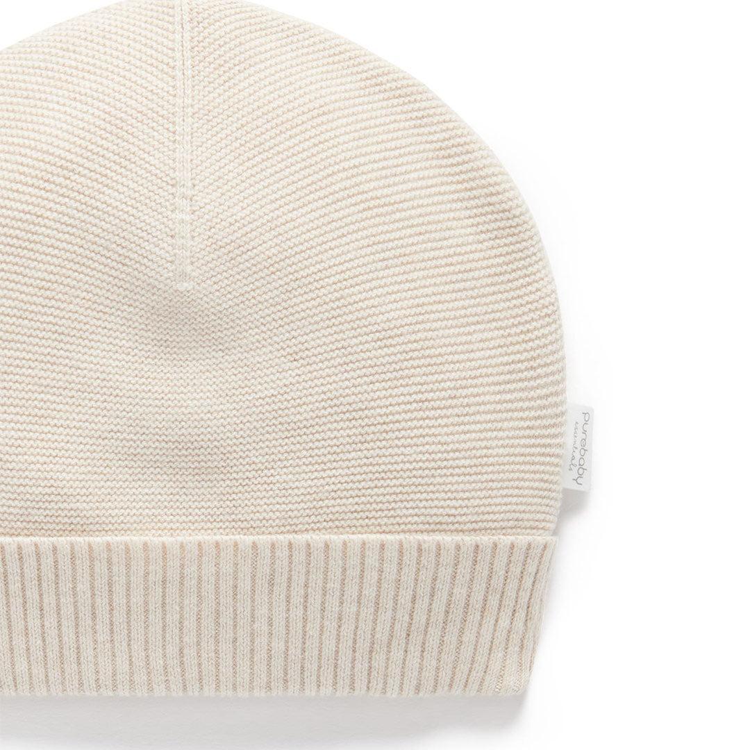 Purebaby Knit Baby Hat  - Wheat Melange - Image 3