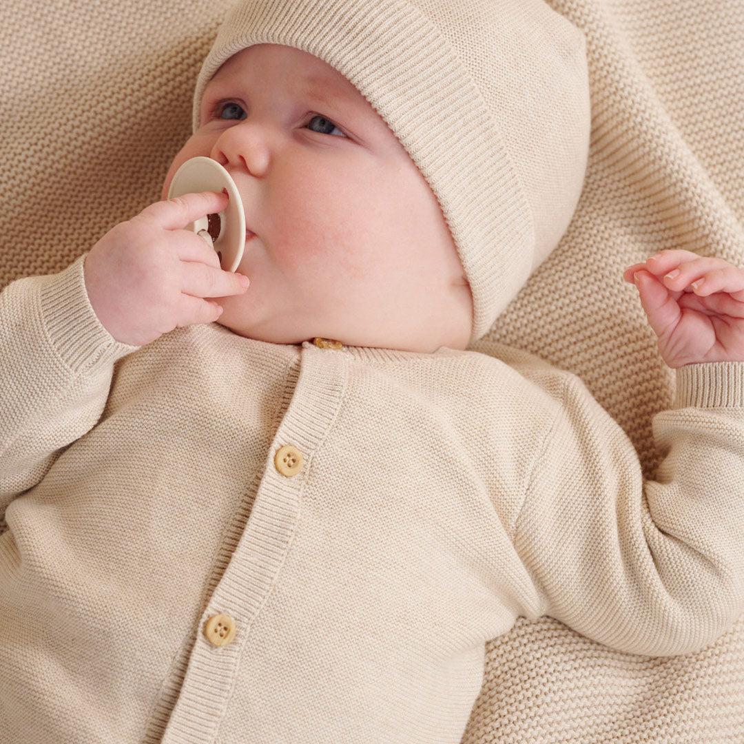 Purebaby Knit Baby Hat  - Wheat Melange - Image 2