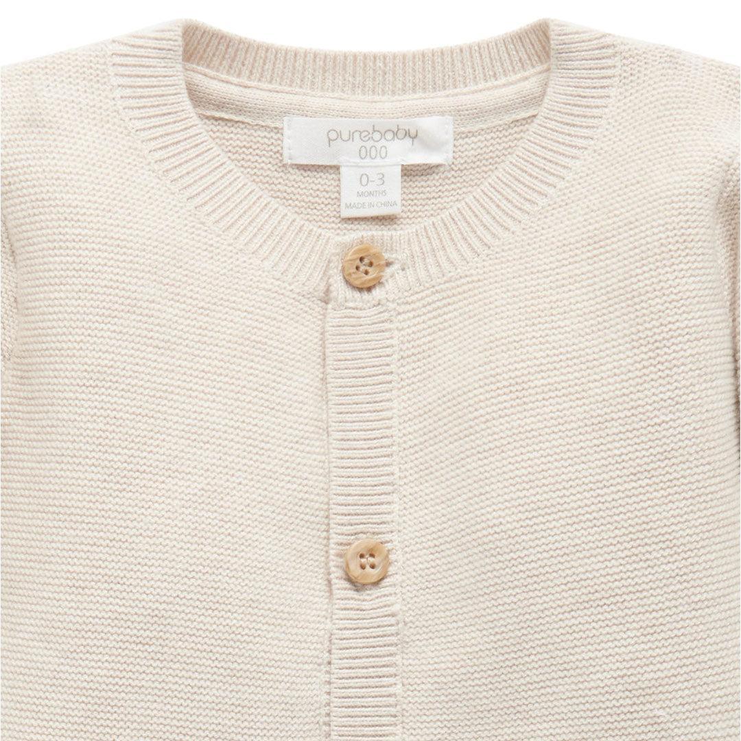 Purebaby Knit Cardigan - Wheat Melange - Image 3