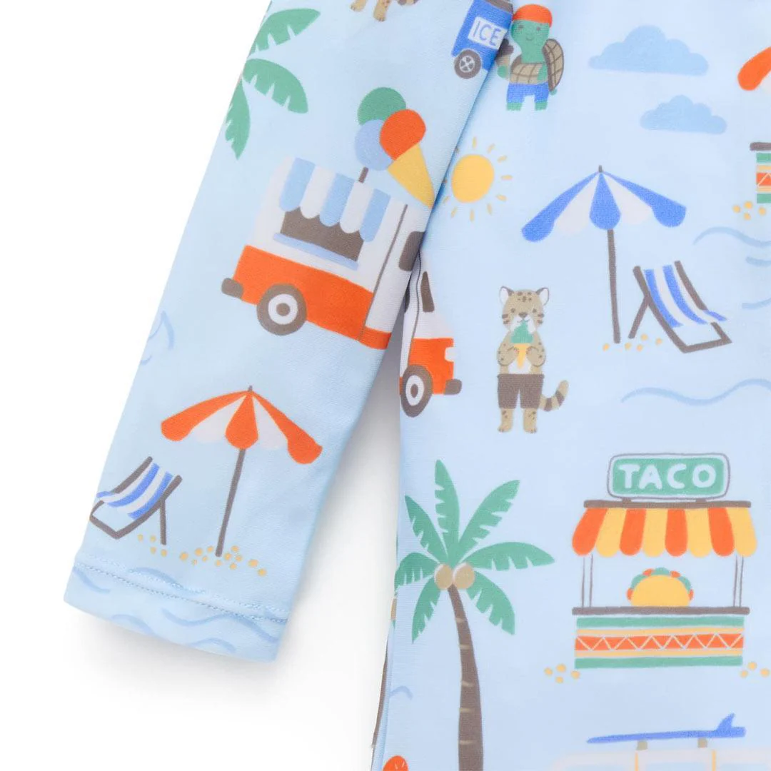 Purebaby Printed Long Sleeved Sunsuit - Cancun Print - Image 3