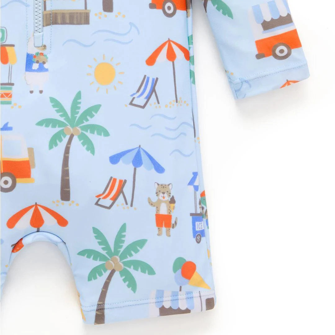Purebaby Printed Long Sleeved Sunsuit - Cancun Print - Image 4
