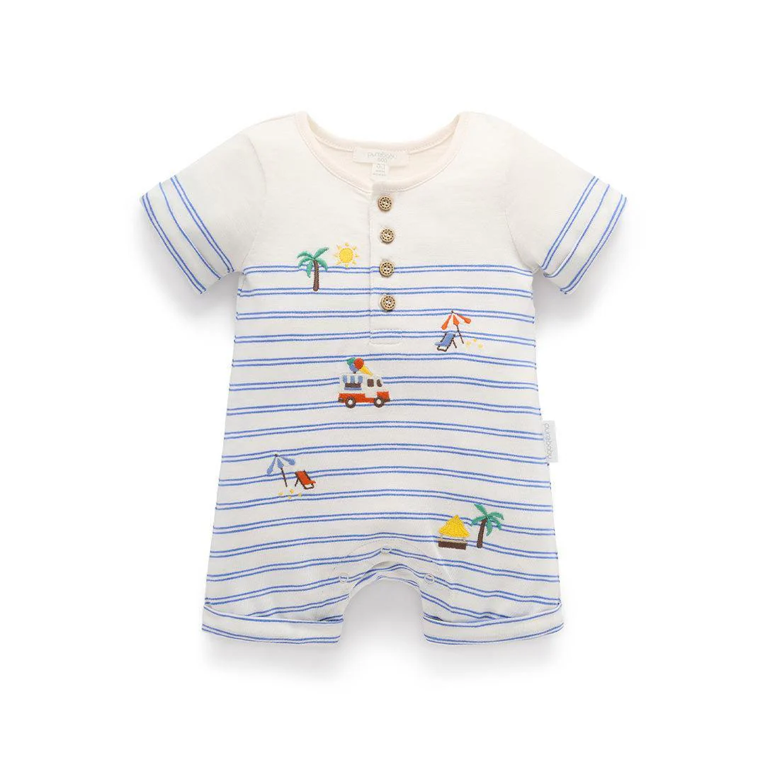 Purebaby Resort Growsuit - Pacific Mini Stripe