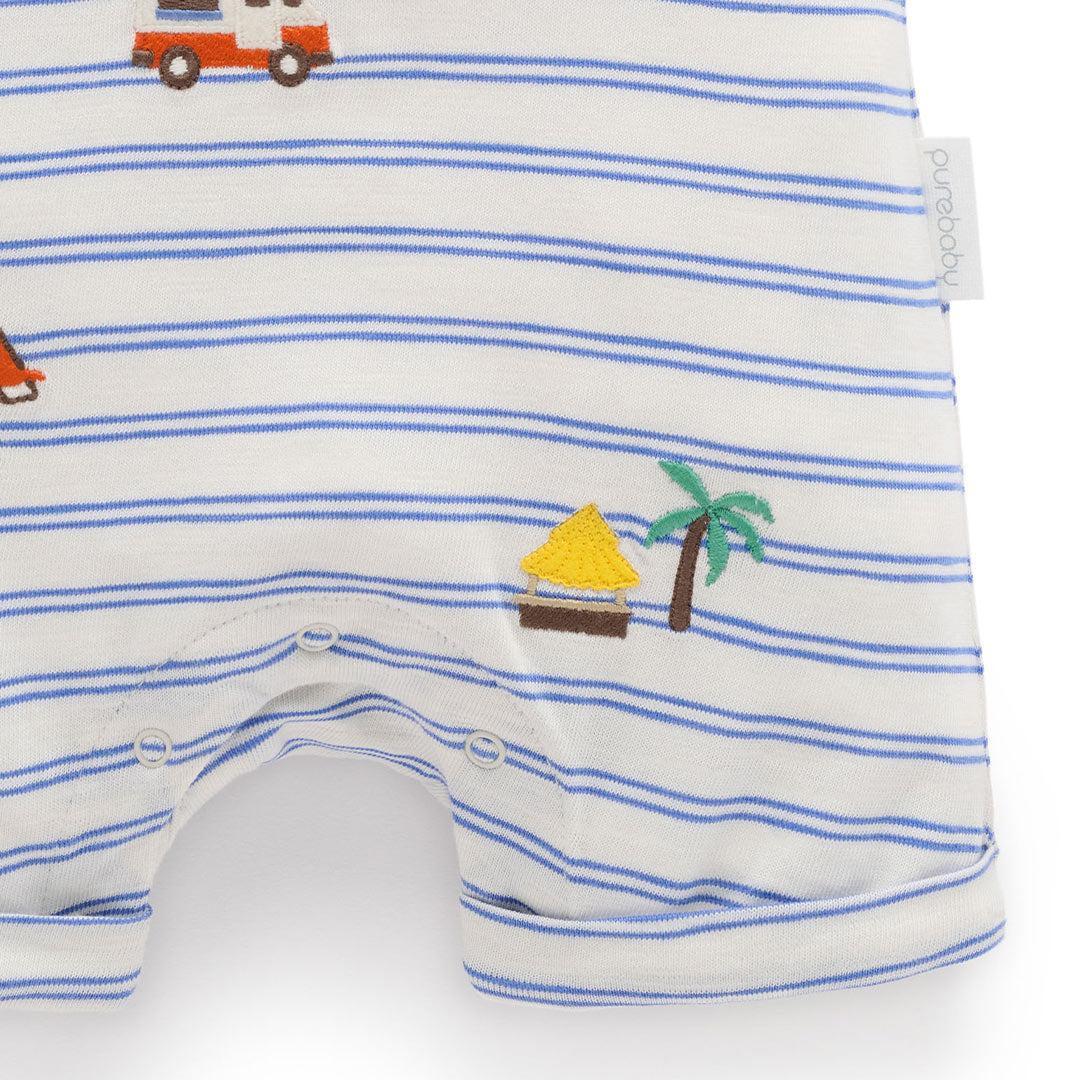 Purebaby Resort Growsuit - Pacific Mini Stripe - Image 3