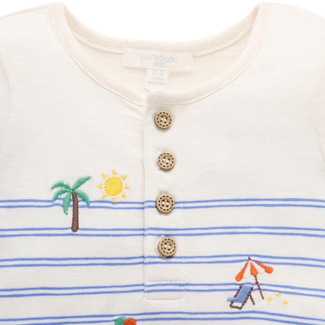 Purebaby Resort Growsuit - Pacific Mini Stripe - Image 4