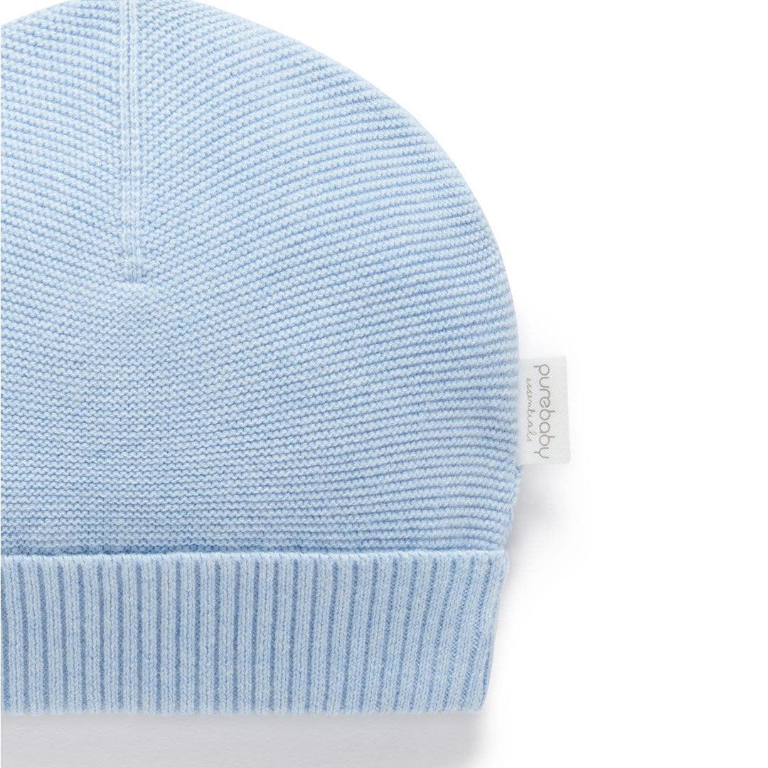 Purebaby Knit Baby Hat - Blue Melange - Image 2