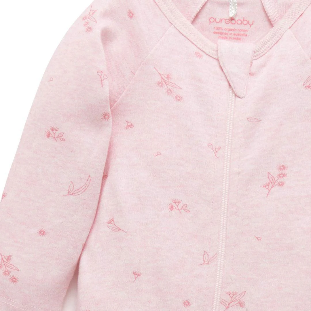 Purebaby Zip Sleepsuit & Headband Set - Pale Pink Blossom - Image 5