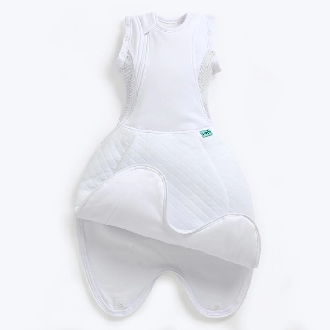 Purflo Swaddle To Sleep Bag - Soft White - TOG 2.5 - Image 2