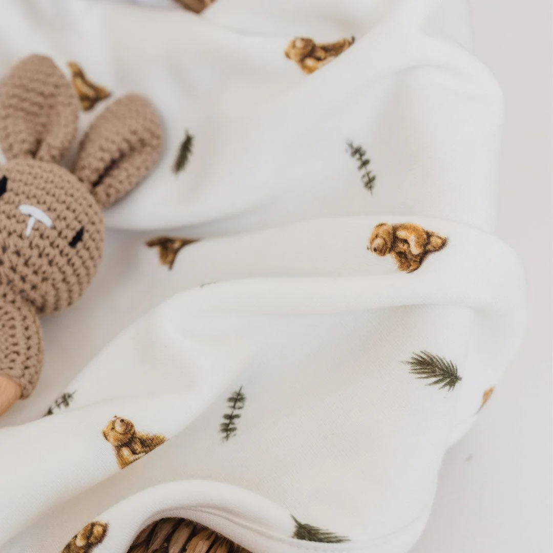 Rosa & Blue Baby Blanket - Brown Bear - Image 3