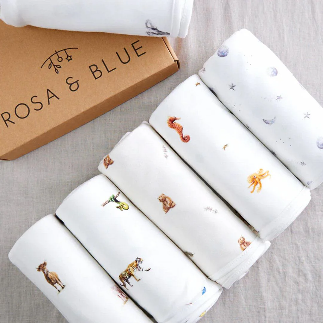 Rosa & Blue Baby Blanket - Brown Bear - Image 6