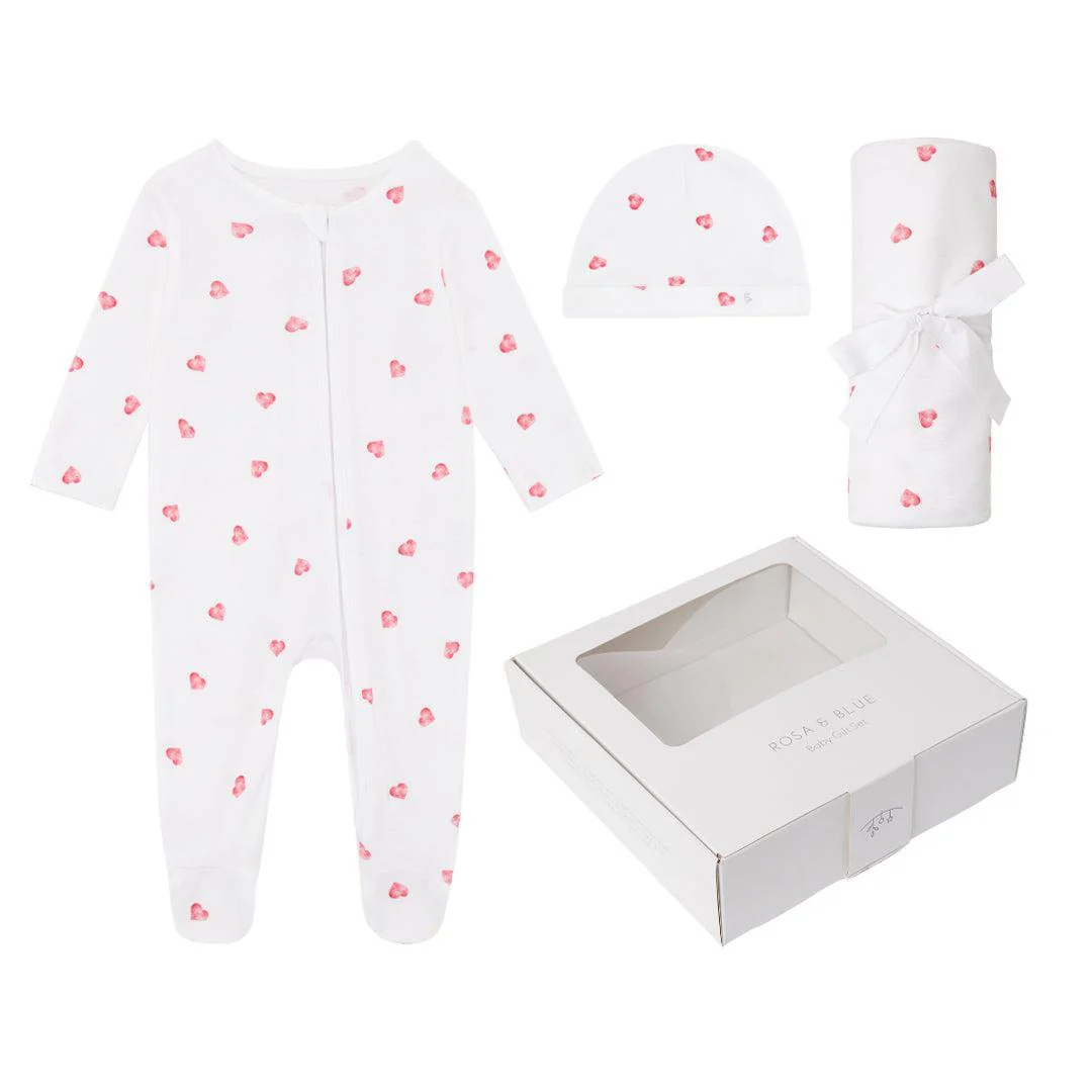 Rosa & Blue Baby Gift Set - Pink Heart