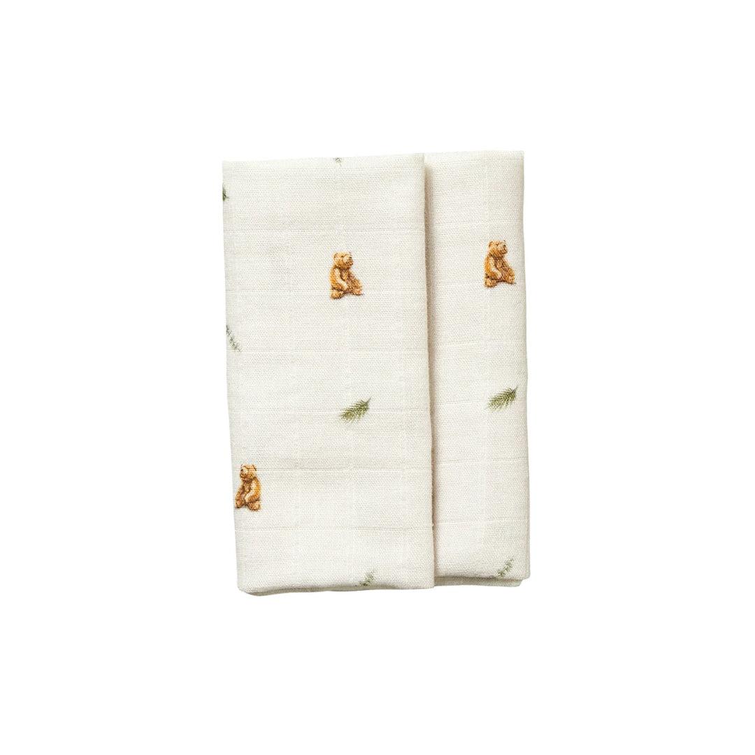 Rosa & Blue Muslin Squares - Brown Bear - 3 Pack - Image 3