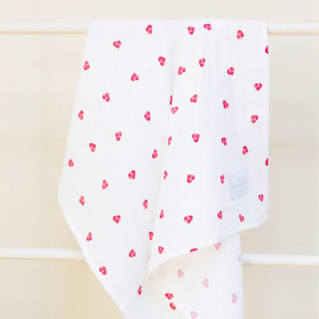 Rosa & Blue Muslin Squares - Heart - 3 Pack - Image 6