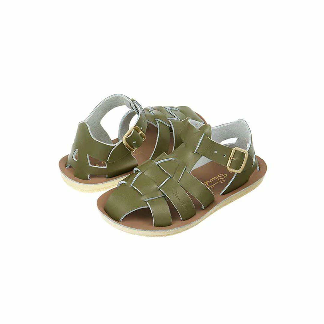 Salt-Water Sun-San Kids Sandals - Shark - Olive
