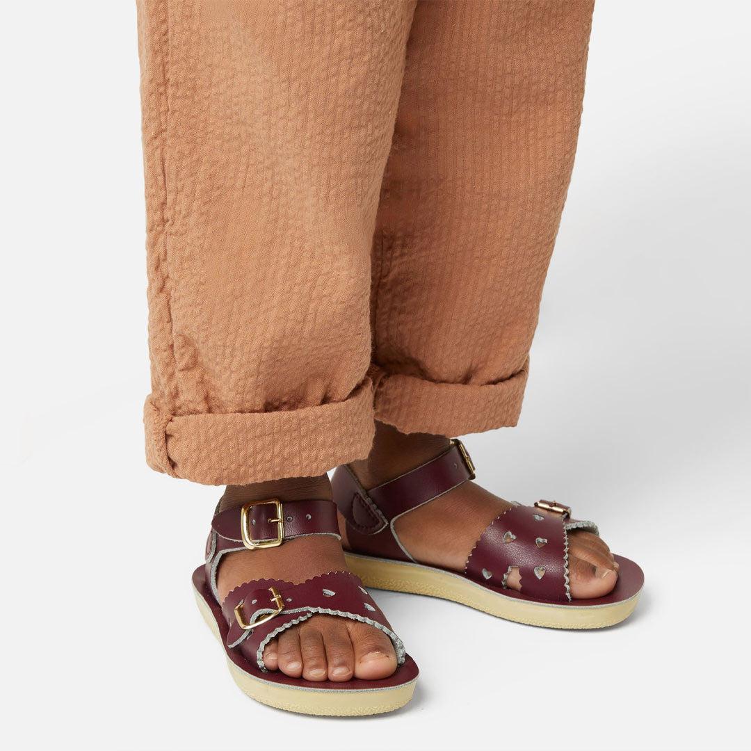 Salt-Water Sun-San Kids Sandals - Sweetheart - Claret - Image 3