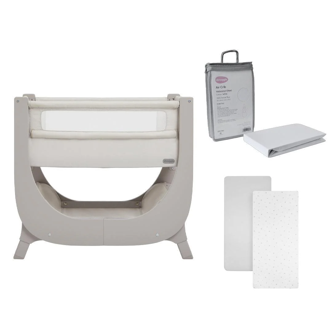 Shnuggle Air Lite Bedside Crib Bundle - Taupe