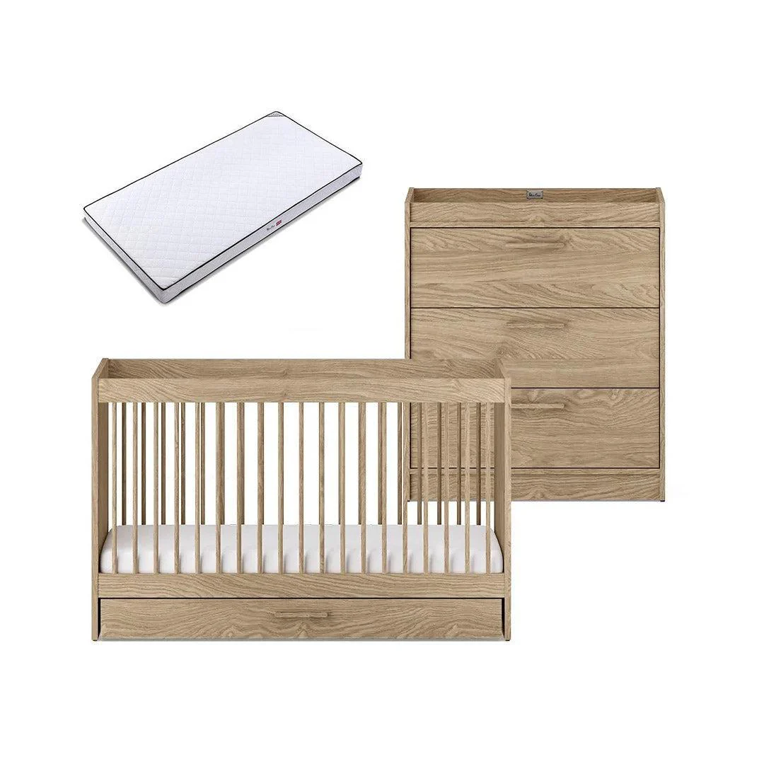 Silver Cross Geneva 2 Piece Nursery Set (Cot Bed & Dresser) - Oak - Image 9