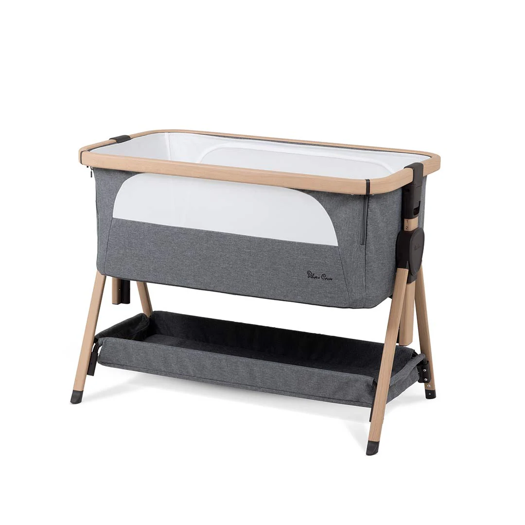 Silver Cross Lunar Bedside Crib - Whisper Grey