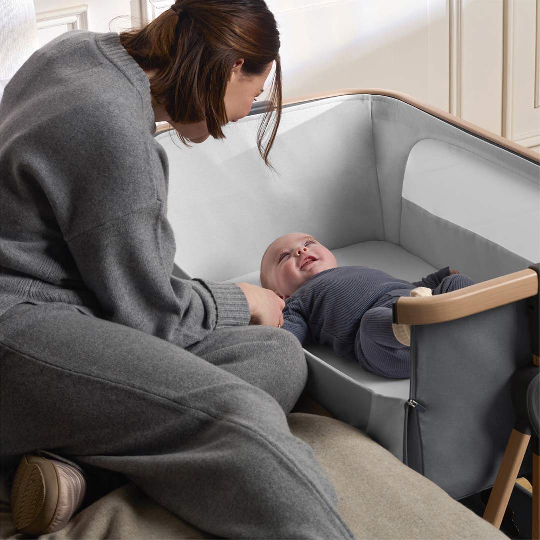 Silver Cross Lunar Bedside Crib - Whisper Grey - Image 2