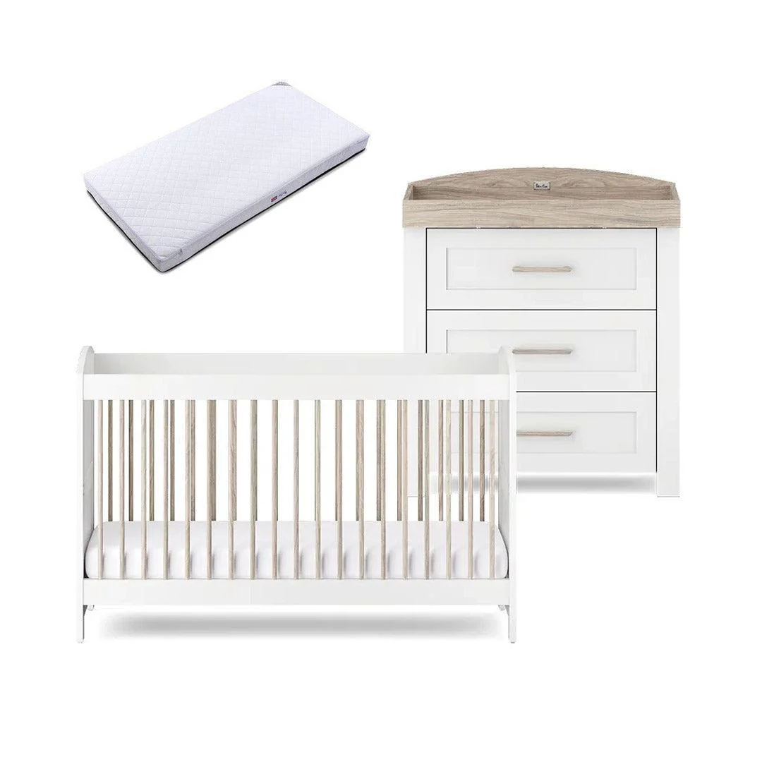 Silver Cross Valencia 2 Piece Nursery Set (Cot Bed & Dresser) - Ash White - Image 12