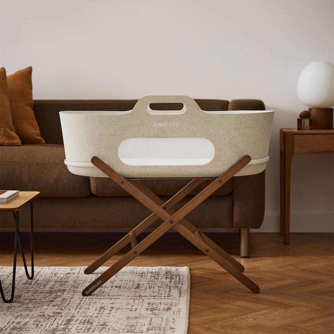 SnuzBaskit Barley Moses Basket + Walnut Stand - Barley / Walnut - Image 5