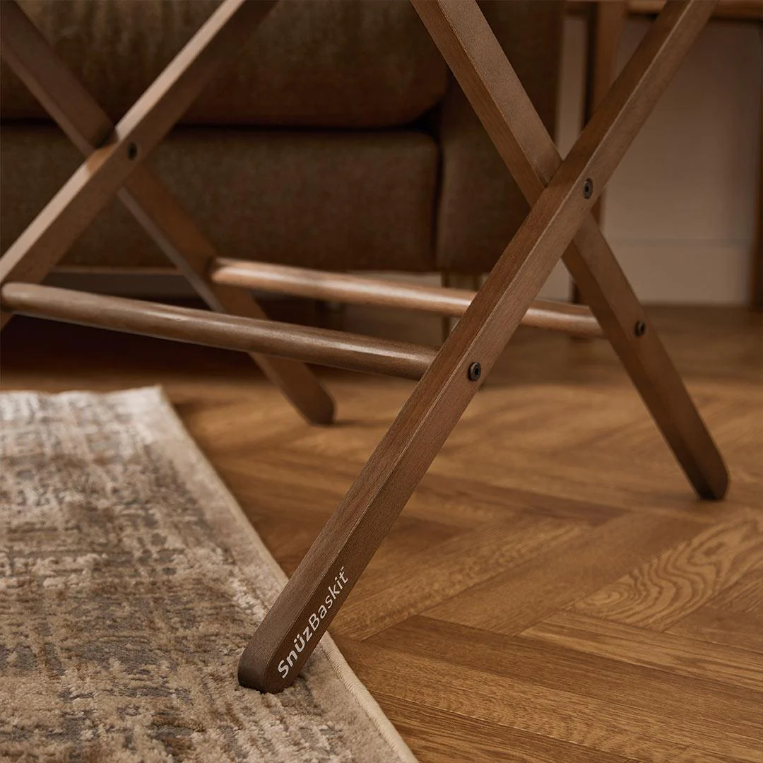 SnuzBaskit Barley Moses Basket + Walnut Stand - Barley / Walnut - Image 7