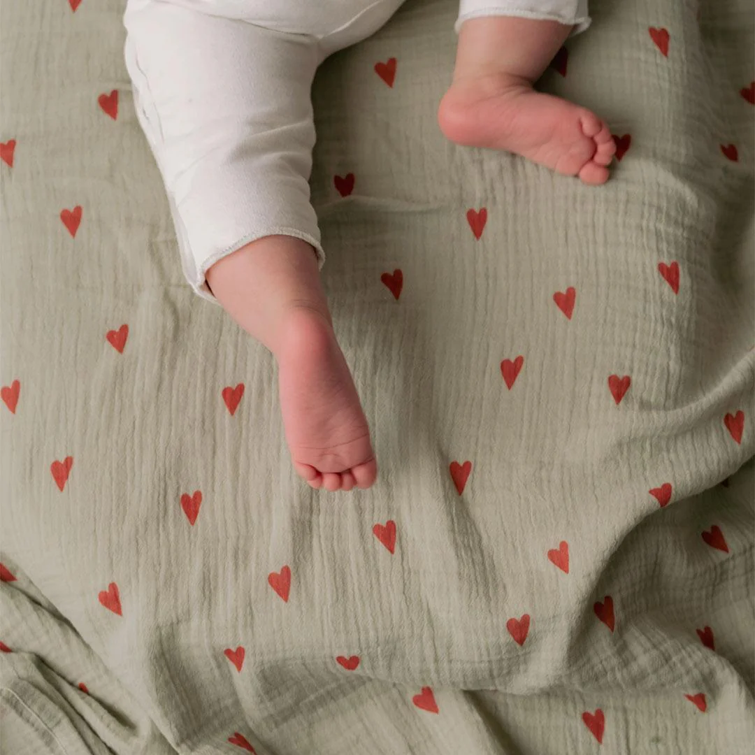 Studio Noos Sage Hearts Swaddle 70x70 - Sage - Image 2