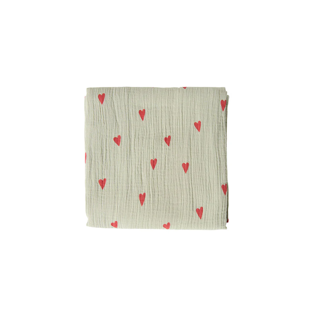 Studio Noos Sage Hearts Swaddle 70x70 - Sage - Image 3