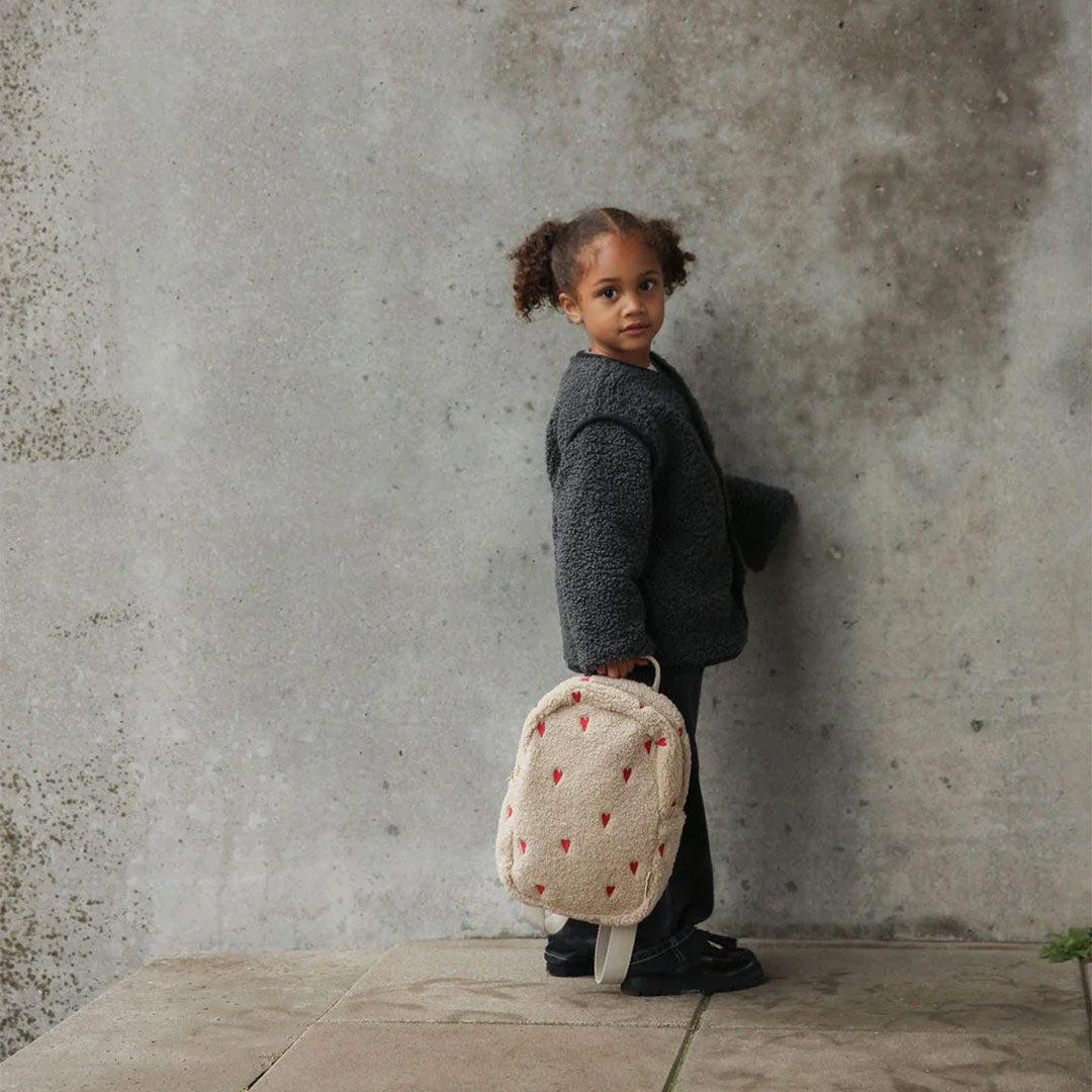 Studio Noos Teddy Hearts Mini Backpack - Ecru - Image 2