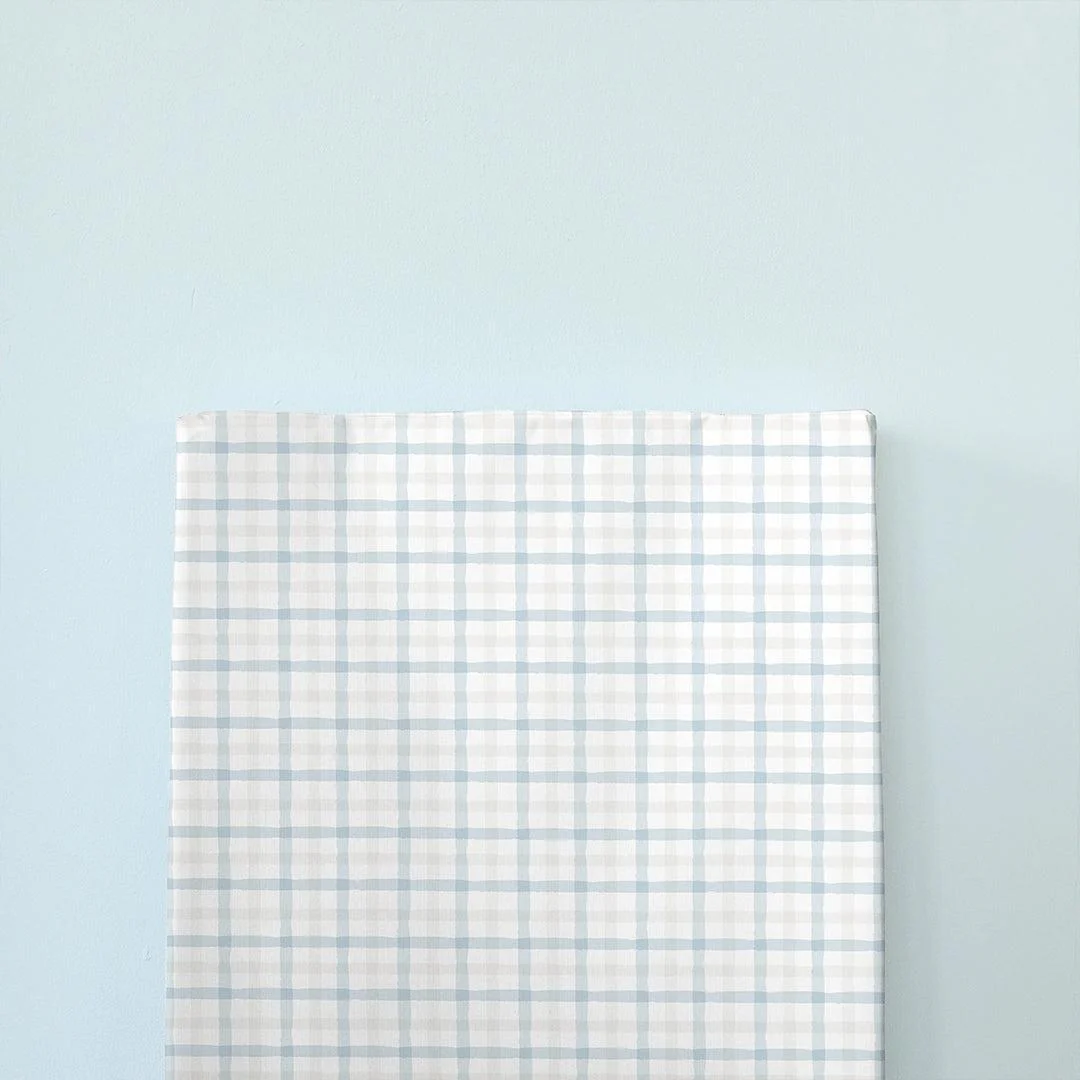 The Little Bumble Co. Anti Roll Changing Mat - Blue Beige Plaid
