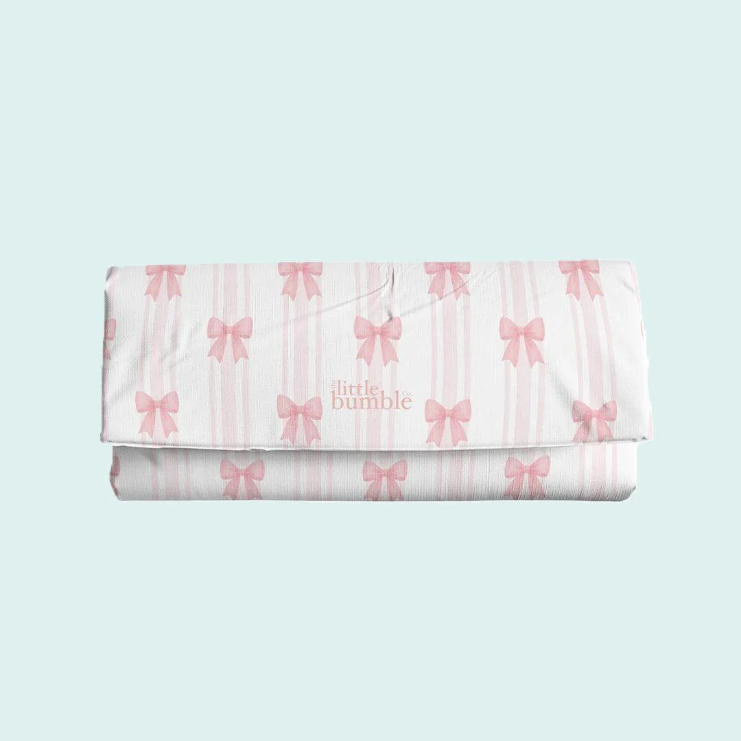 The Little Bumble Co. Travel Changing Mat - Pink Bows