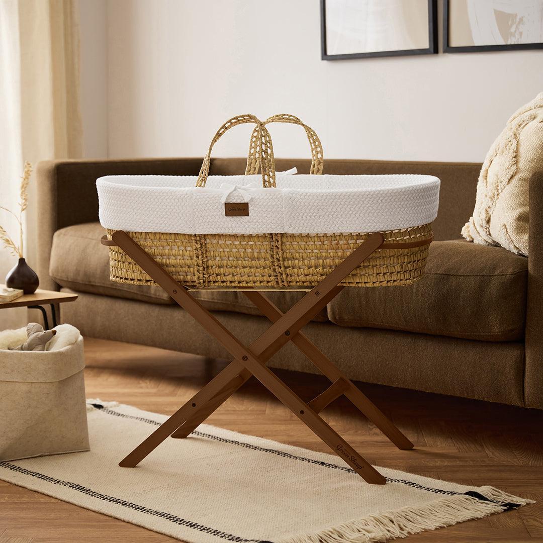 The Little Green Sheep Foldable Moses Basket Stand - Walnut - Image 3