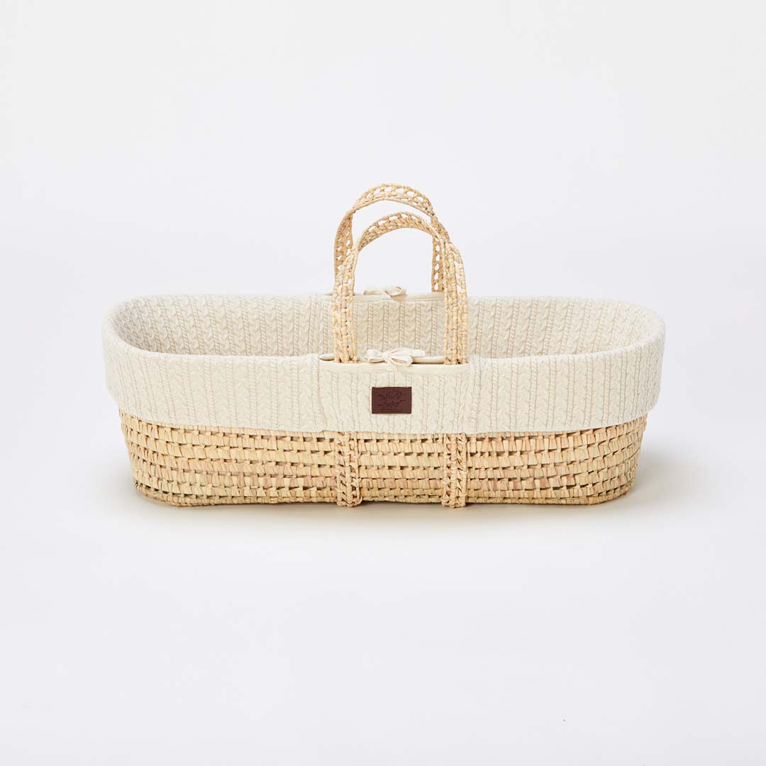The Little Green Sheep Organic Knitted Moses Basket & Mattress - Linen - Image 3