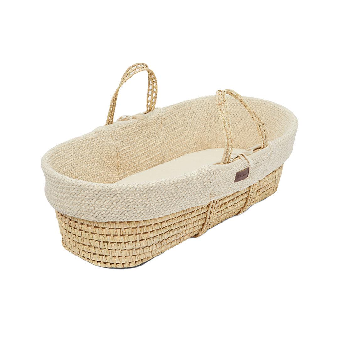 The Little Green Sheep Organic Wheat Knit Moses Basket + Mattress - Linen