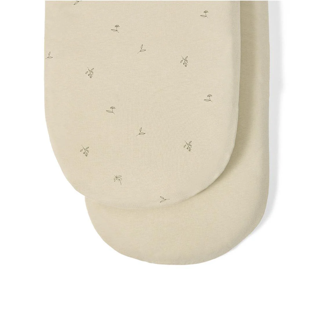 The Little Green Sheep Twin Pack Moses Basket Sheets - Floral Print