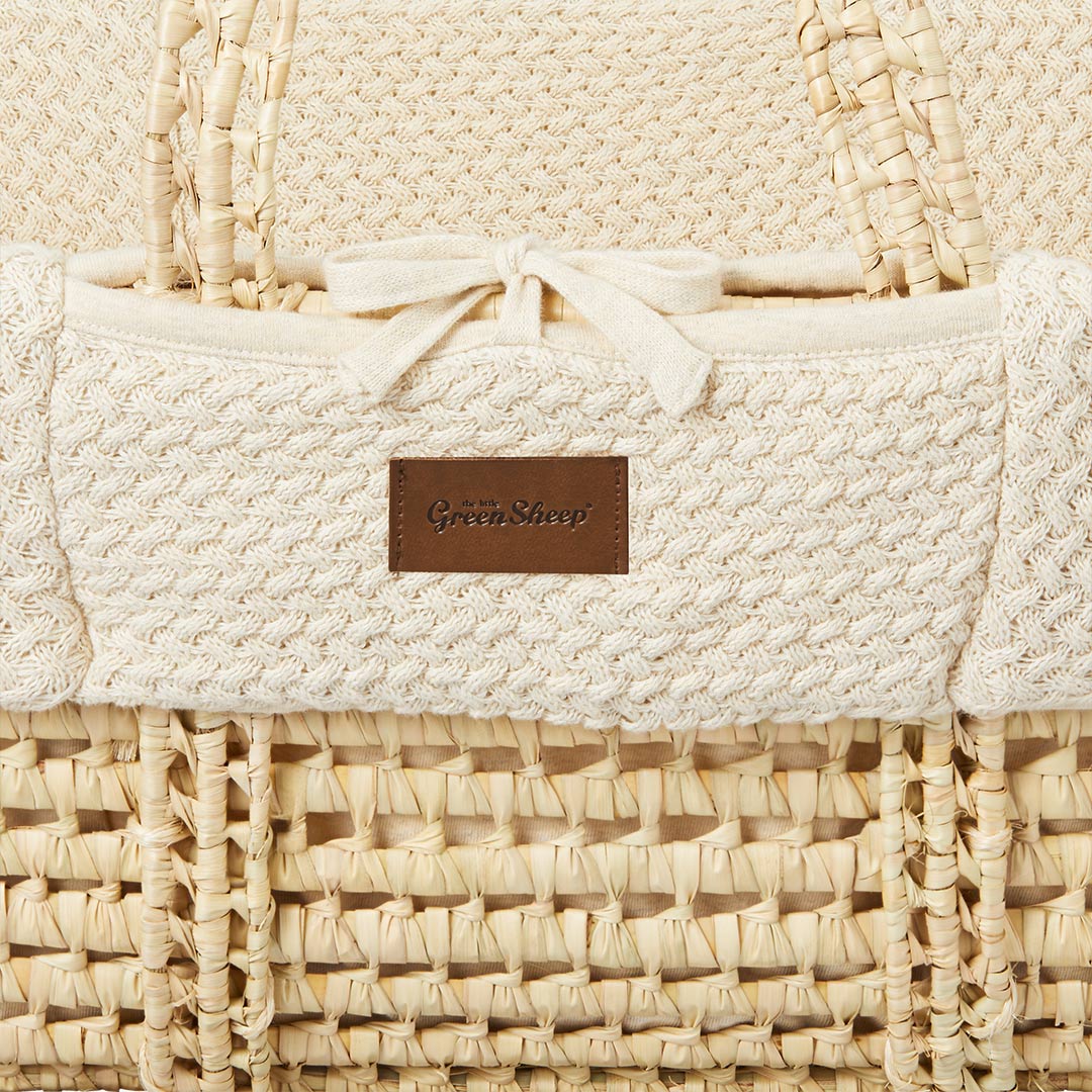 The Little Green Sheep Wheat Knit Moses Basket and Rocking Stand Bundle - Linen / Natural - Image 3