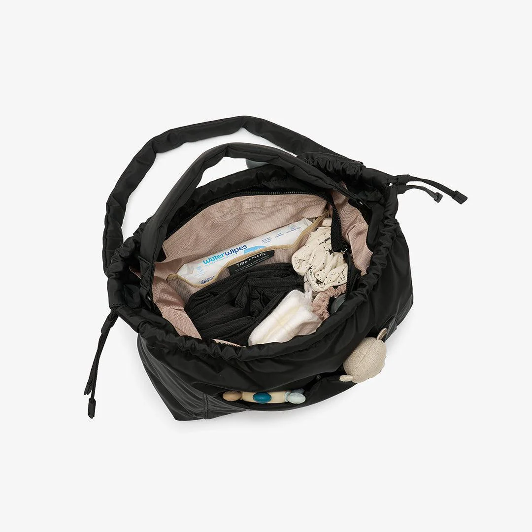 TIBA + MARL Luna Drawstring Tote Changing Bag - Black - Image 2