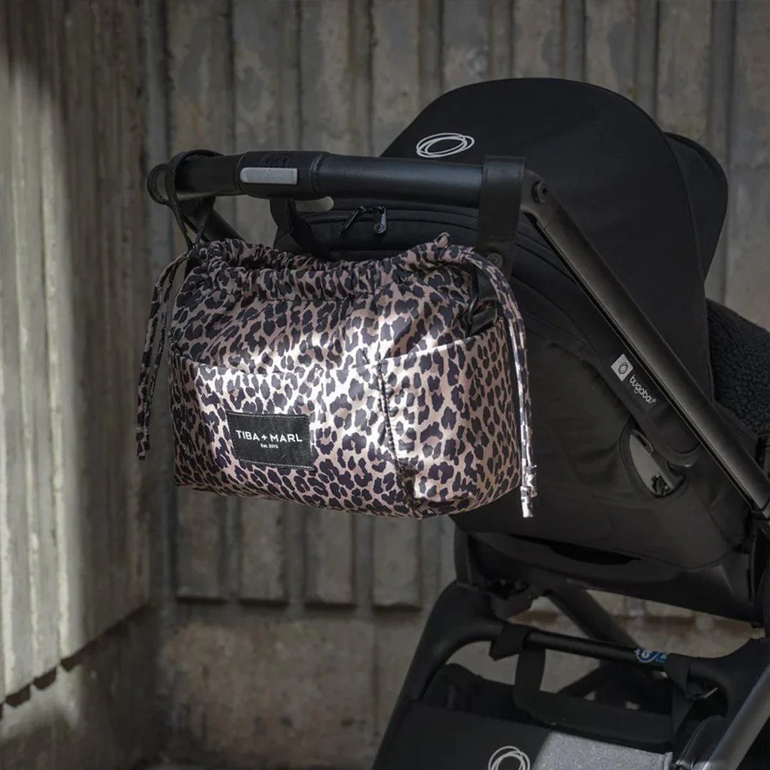 TIBA + MARL Mini Luna Drawstring Stroller Bag - Leopard - Image 4